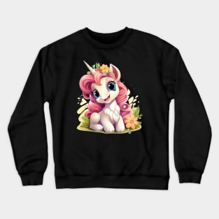 Cute Pink Chibi Unicorn Crewneck Sweatshirt